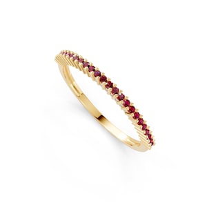 Ruby Wedding Ring / 14k Solid Gold / Natural Ruby Ring / Lab Created Ruby / Dainty Thin Stacking / July Birthstone Ring Anniversary Gift