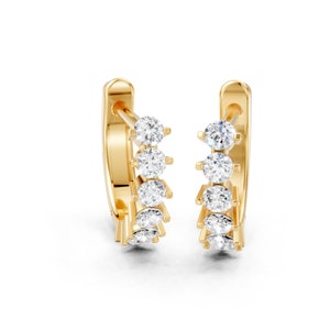 Aros de diamantes de 9 mm, delicados aros de diamantes para mujer, oro macizo de 14 k, diamantes reales/cultivados en laboratorio, pequeños aros de diamantes para niñas