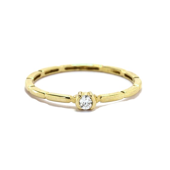 Simple Diamond Ring Small Engagement Ring Dainty Real Gold