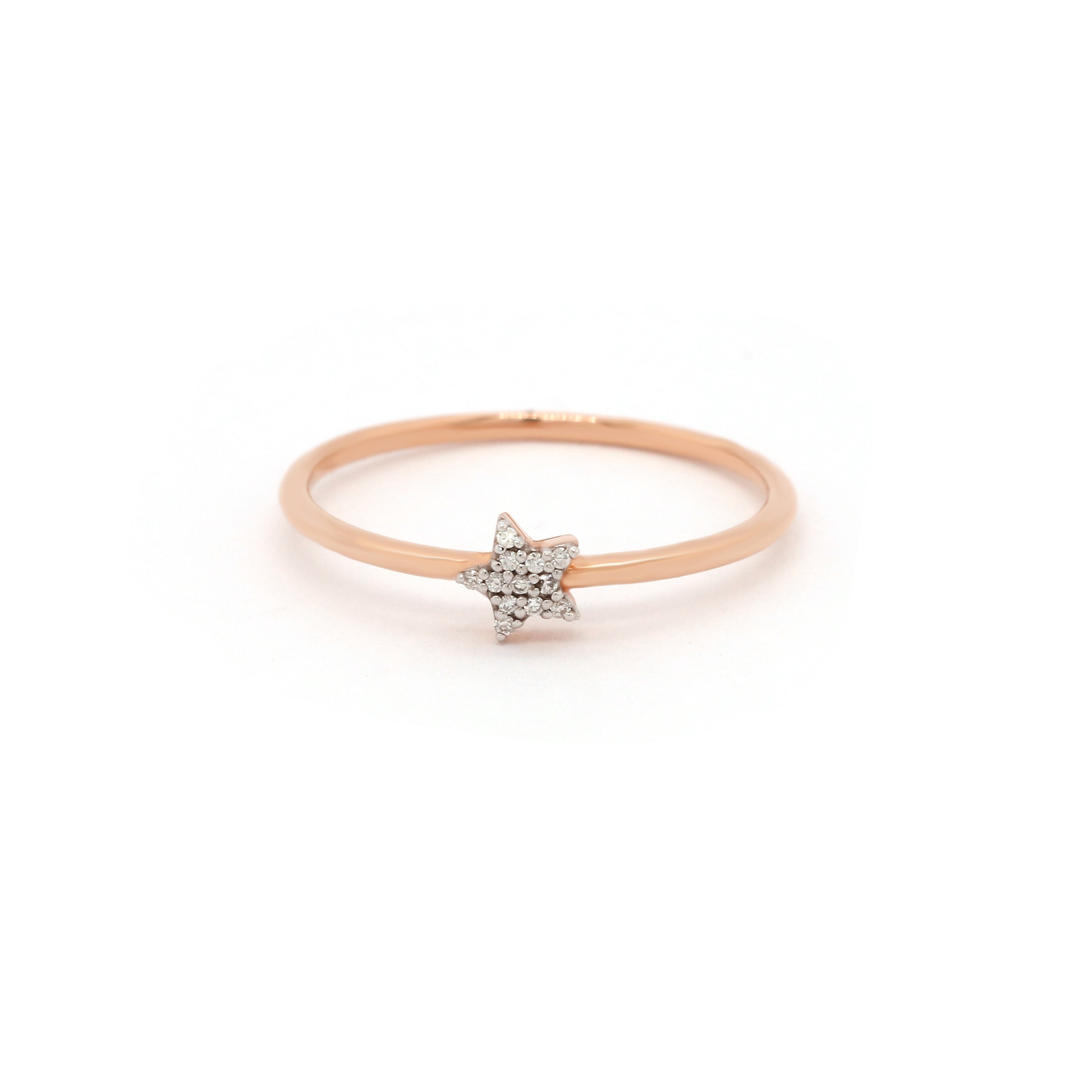 14k/18k Gold Star Ring, Star Diamond Ring, Dainty Star Promise Ring ...