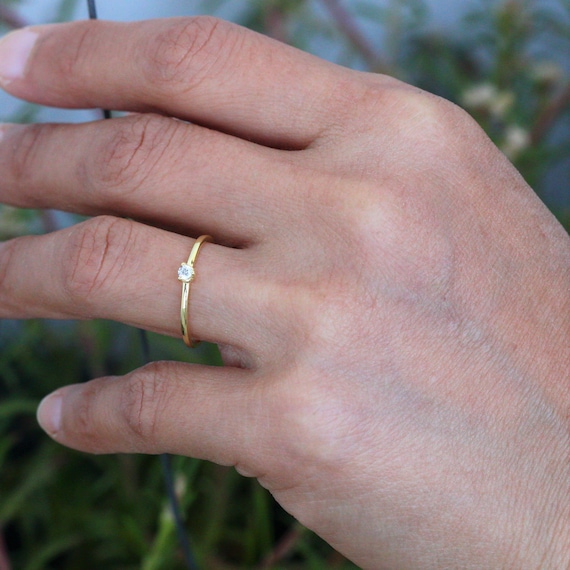 Tiny Diamond Ring - 14K Solid Gold | Rito Originals
