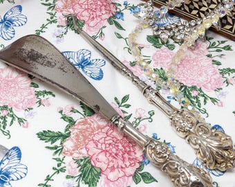 Antique Sterling Silver Shoehorn & Button Hook Set - Hallmarked 1896