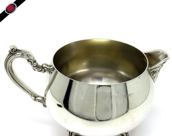 Vintage Silver Plated Creamer: Oneida Milk Jug, Decorative Feet, 1930s Tearoom Decor