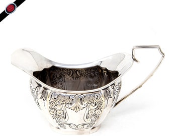 Antique Silver Plated Milk Jug: Ornate Victorian Creamer, AB & Co Sheffield