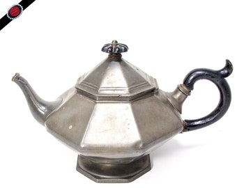 Antique Pewter Teapot: Broadhead & Atkin, Sheffield - Mid 1800s - Large - Display Piece