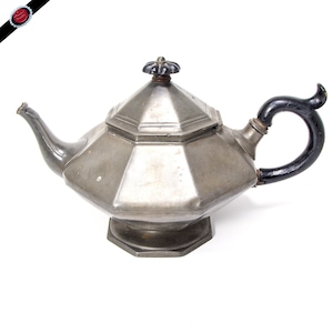 Antique Pewter Teapot: Broadhead & Atkin, Sheffield - Mid 1800s - Large - Display Piece