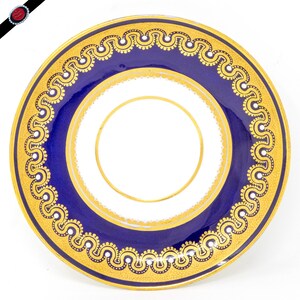 Antiek kobaltblauwe en gouden schotel: edwardiaans servies, 5,4 inch serveerschaal