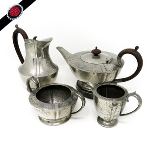 1930s Art Deco Pewter Tea Set - A E Poston & Co Ltd - 5 Piece