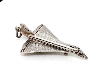 Vintage Sterling Silver Concorde Charm/Pendant with Articulated Nose Cone - Boxed Aviation Gift - Aeroplane Jewellery - Boxed - Why Buy New?