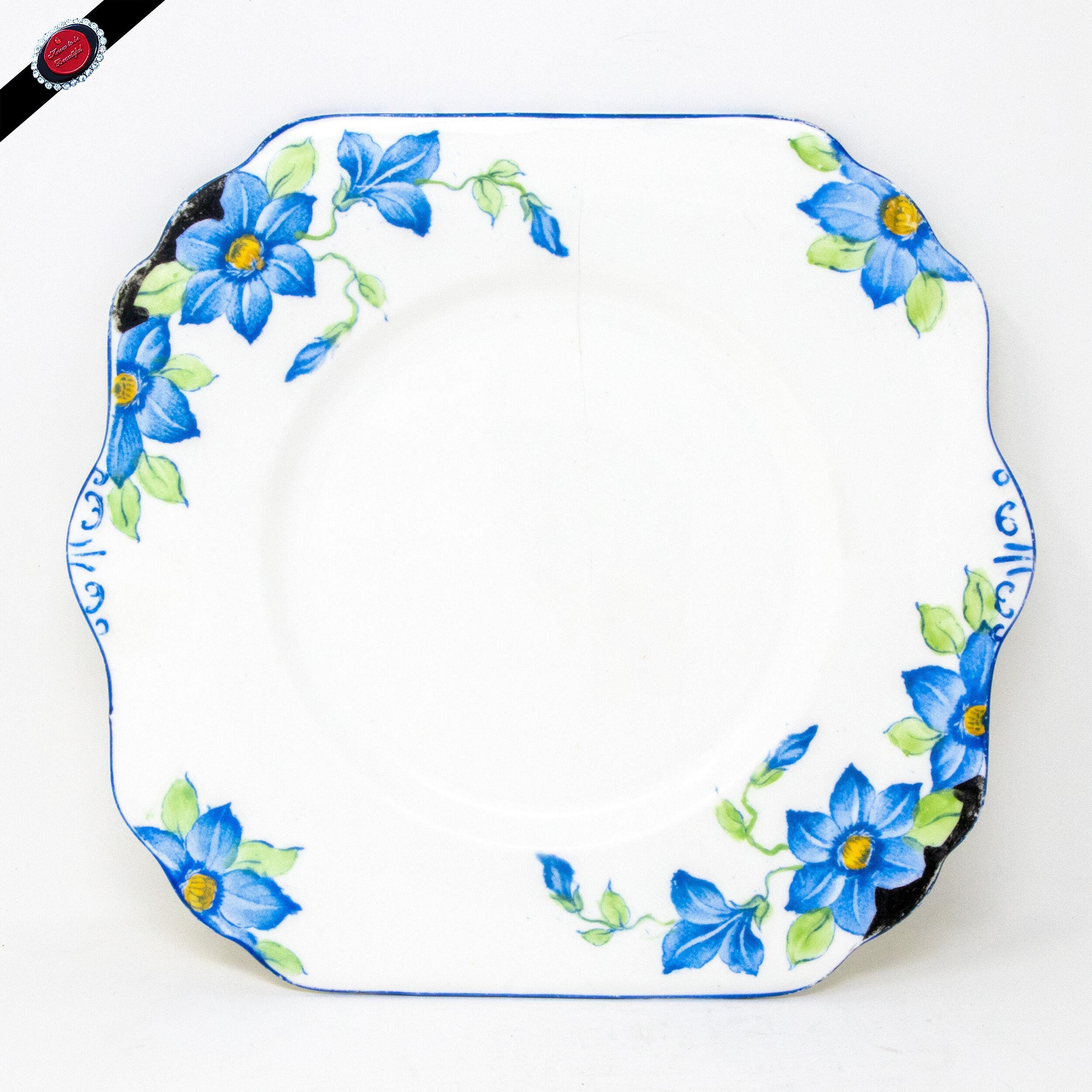 Blue square plates hot sale