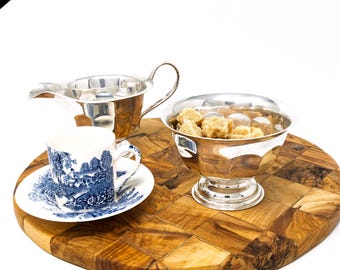 Vintage Silver Plated Sugar and Creamer Set: Sheffield EPNS, 1970s Tableware