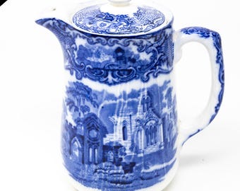 Antique Transferware Jug: George Jones & Sons - Abbey 1790 - English Lidded Pitcher