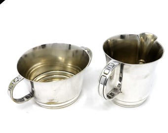 Vintage Art Deco Silver Plated Sugar Bowl & Creamer Set - 1930s Tableware