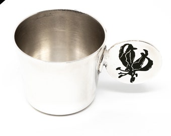 Vintage Silver Plated Bar Measure - Jigger - Mandrake Decoration - Disc Handle - Zimbabwe - Unusual - Boxed Gift