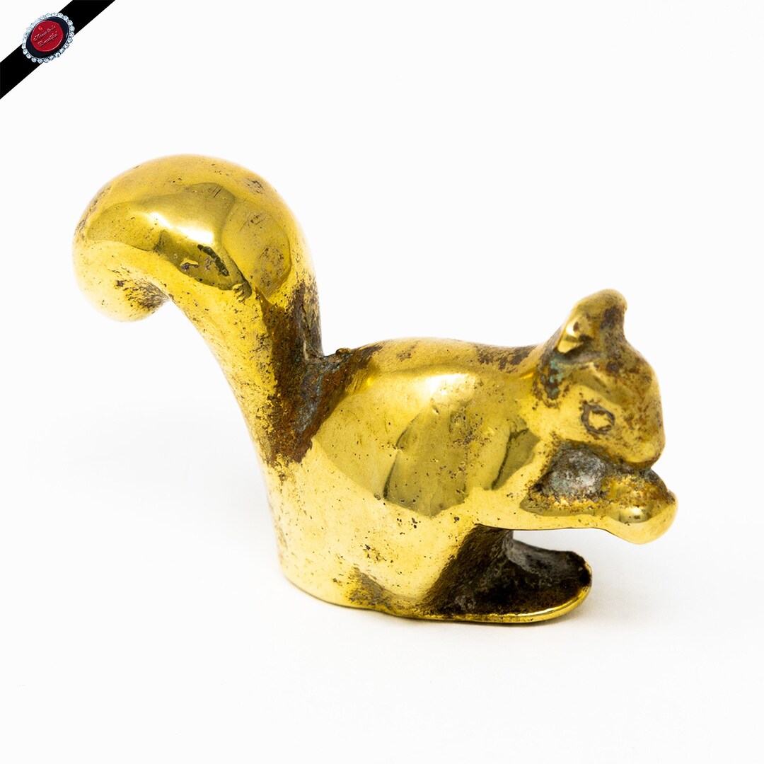 Vintage Solid Brass Squirrel Figurine Etsy