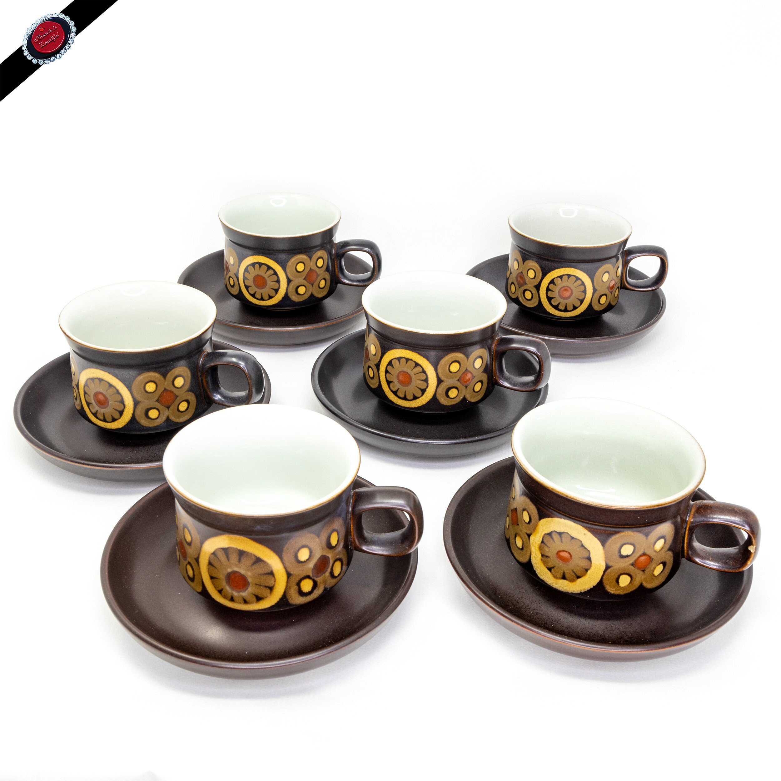 Vintage Denby Arabesque Coffee Set - 1970s - 15 Pieces - Iconic