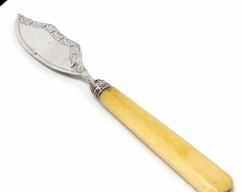 Georgian Sterling Silver Butter Spreader: 1809 T Simpson & Son, Monogrammed Ivory Handle