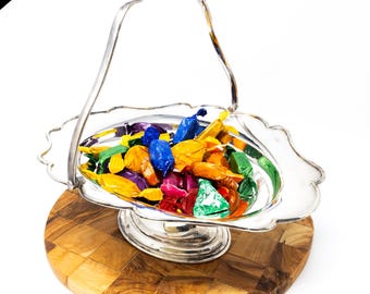 Antique Silver Plated Pedestal Bowl: George Wish Sheffield, Scalloped Edge Serving Dish