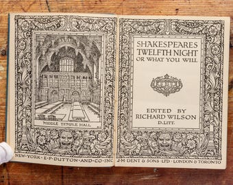 Shakespeare Twelfth Night 1935 J M Dent Vintage School Library Book