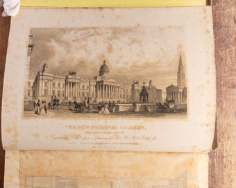 Antique 1836 National Gallery Art Book, 58 Engravings, Jones & Co