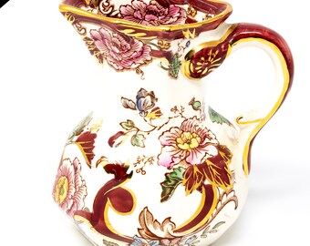 Antique Mason's Mandalay Red Hydra Jug: English Ironstone Pitcher