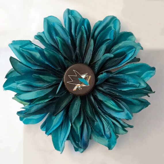 teal flower hair clips
