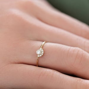 Dainty Crescent Moon Rings For Women, Cubic Zirconia Ring Gift For Her, CZ Stackable Promise Ring Gift For Girls, Thin Band Ring For Her