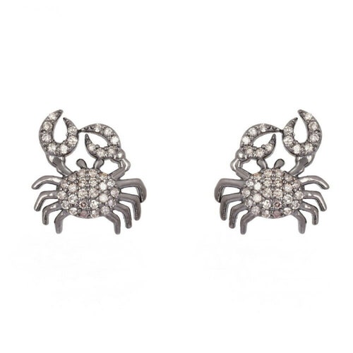 Victorian Diamond Crab Stud Earrings, Sterling Silver Diamond Earrings, Pave Diamond Studs For Women, Diamond Ear shops Studs, Halloween Earrings