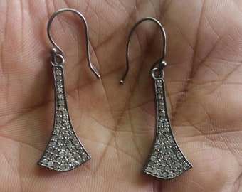 Pave Diamant Tropfen Ohrringe: Sterling Silber Schmuck baumeln