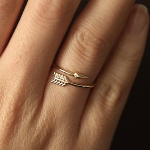 Gold Arrow Ring Sterling Silver, Dainty Arrow Wrap Ring For Her Minimalist Promise Ring, Open Gold Filled Ring Anniversary Gift For Birthday