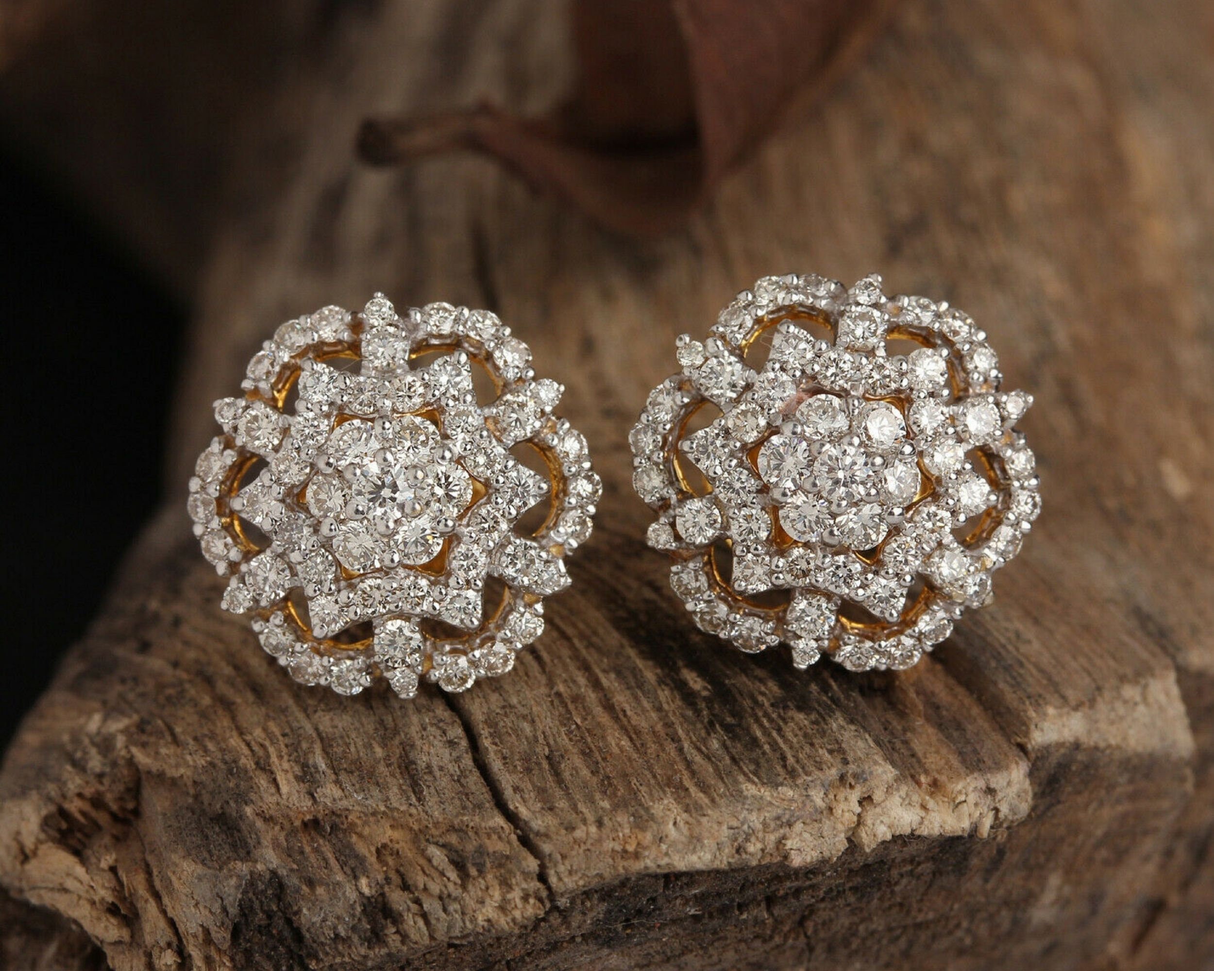 Buy Floral Cluster Sterling Silver Stud Earrings by Mannash Jewellery