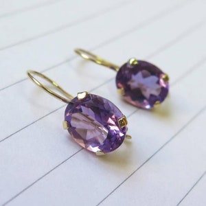 Vintage Amethyst Earrings, Sterling Silver Amethyst Earrings, Amethyst Gold Earrings, Purple Stone Earrings, February Birthstone Earrings