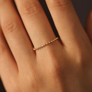 Dainty Gold Chain Ring For Women In Sterling Silver, Gold Ring Gift For Girls, Minimalist Silver Ring For Her, Thin Stackable Ring Gift Her