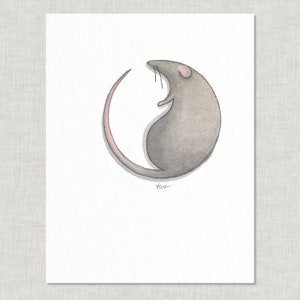 Chinese Zodiac 1 of 2: 8.5 x 11 Art Print / Watercolor Illustration / Home Decor / Zodiacs / Animals / Astrology / Rat / Tiger / Ox Rat