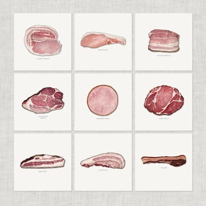 ベーコン（1/2）：ノートカード / サンキューカード / メッセージカード / 食べ物のイラスト / 豚肉 / 塩漬け肉 / パンチェッタ / ストリーキー / カナダ産 / ラードン