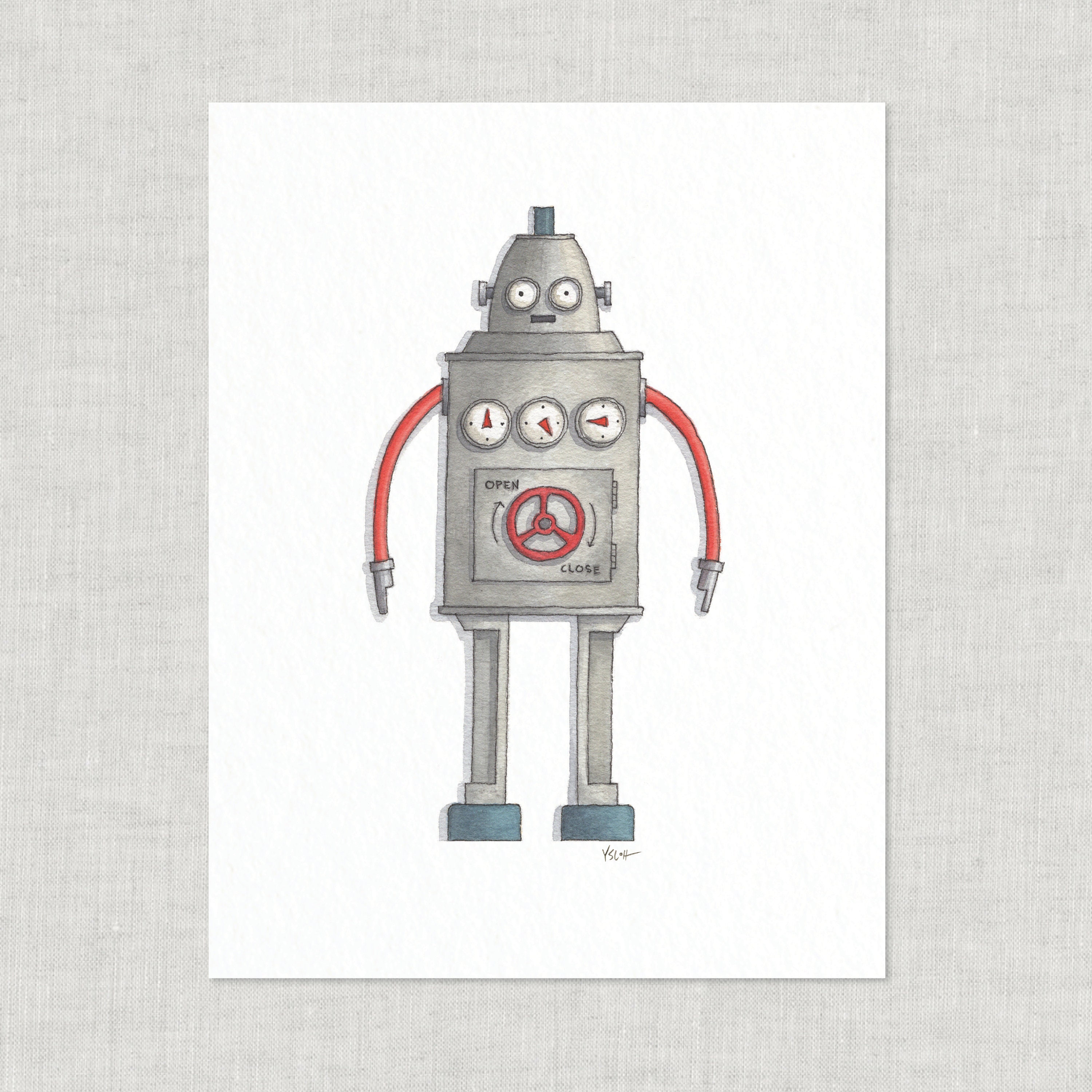 Robots (2 of 2): 8.5x11 Art Prints / Watercolor Illustration