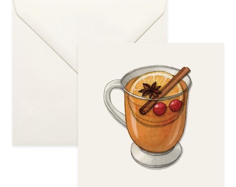 Mulled Cider: Notecard / Thank You Card / Message Card / Birthday / Watercolor / Holidays / X'mas / Spiked / Apple / Cinnamon / Beverage