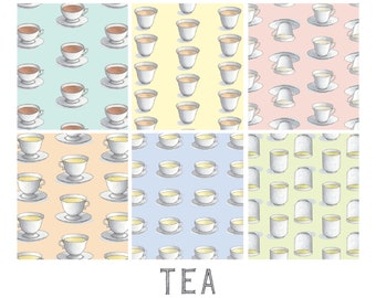 Tea: Gift Wrap Paper (13x19 sheet) / Birthday / Gifts / Parties / Tea Party / Teacup / Teacups / Scrapbooking