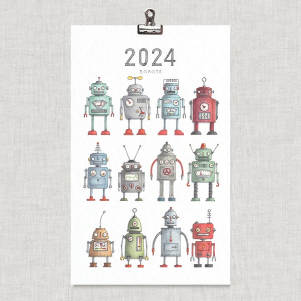 Robots Illustration Etsy