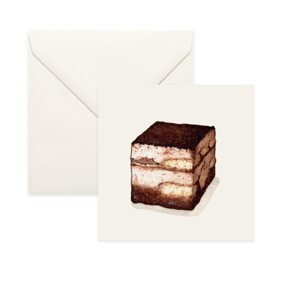Postres Tiramisu Notecard Tarjeta de agradecimiento Tarjeta de mensaje Tarjeta de cumplea os Ilustraci n de comida Postre
