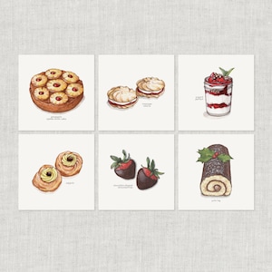 Desserts (3 van 4): fruittaart / notitiekaart / bedankkaart / berichtkaart / verjaardagskaart / valentijnskaart / voedselillustratie / dessert