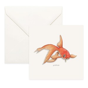 金魚：魚 / 幸運 / メモカード / サンキューカード / メッセージカード / バースデーカード / 水彩イラスト / アクアリウム