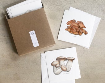 Mushrooms: Japanese / Cards Box Set / Notecards / Flat Cards / Watercolor Illustration / Gifts / Gift Boxes / Mushroom / Fungi / Culinary