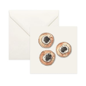 Caviar + Blinis: Tarjetas / Ilustración en acuarela / Agradecimiento / Feliz año nuevo / Fiestas / Navidad / Celebración / Blini / Gourmet