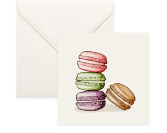 Desserts: Macarons / Notecard / Thank You Card / Message Card / Birthday Card / Valentine's Card / Food Illustration / Macaron