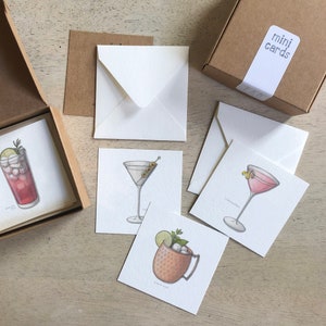 Cocktails 02 Gin e Vodka: Cofanetti di Mini Cards / Etichette Regalo / Acquerello / Piccoli Messaggi / Bomboniere / Calze / Regali
