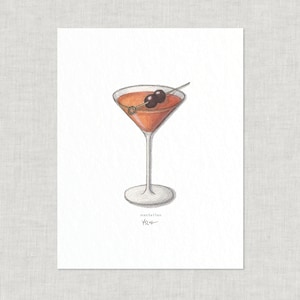 Cocktails (2 of 3): 8.5 x 11 Art Print / Watercolor Illustration /  Home Decor / Cocktail / Mojito / Manhattan / Margarita / Martini / Julep