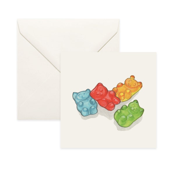 Candies & Sweets: Gummi Bears / Notecard / Thank You Card / / Message Card / Birthday Card / Food Illustration / Candy / Gummy Bear