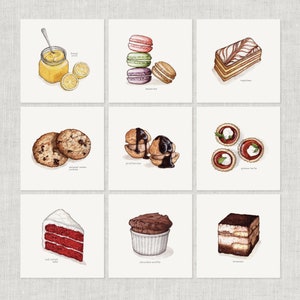 Sobremesas (2 de 4): Torta de frutas / Cartão / Cartão de agradecimento / Cartão de mensagem / Cartão de aniversário / Cartão de dia dos namorados / Ilustração de comida / Sobremesa