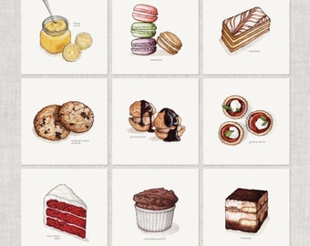 Desserts (2 of 4): Fruit Tart / Notecard / Thank You Card / Message Card / Birthday Card / Valentine's Card / Food Illustration / Dessert